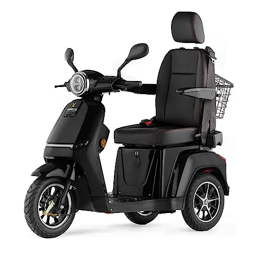 VELECO TURRIS con asiento de capitán ajustable, scooter de movilidad intuitiva, ayuda para discapacitados totalmente montada (Negro)