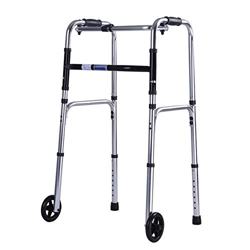 Andador, con 2 ruedas, ligero, plegable, de aluminio, altura ajustable, ayuda para caminar para personas mayores discapacitadas, interesante