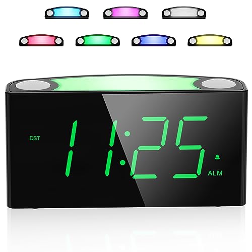 Reloj de Alarma Digital Despertador para Niños, Ancianos, Durmientes Profundos, Niños, Ancianos, Durmientes Profundos , 7 Luces de Noche...