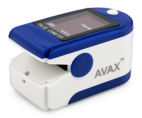 AVAX 50DL - Oxímetro de Pulso -% SpO2 (saturación de oxígeno de la sangre) y el monitor de ritmo cardíaco con instrucciones, correa de...