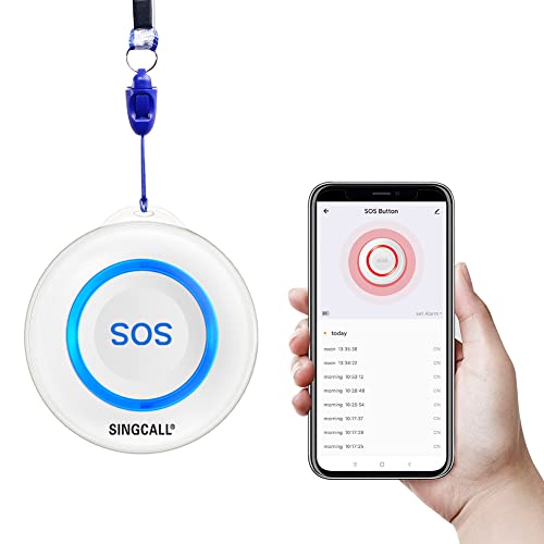 SINGCALL Tuya WiFi Smart Botón de Emergencia SOS para Mayores y Niños, Alerta Personal para Pacientes de Edad Avanzada, Botón Azul de...