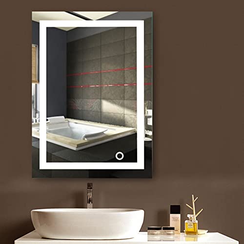 Espejo de baño, led, antivaho, luminoso, cosmético, clase energética A+++, blanco frío, 60 x 80 cm