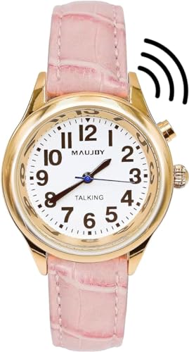 MAUJOY Reloj de pulsera para mujer que habla en alemán, indicación de fecha y hora, para ciegos, personas mayores y con demencia, correa...