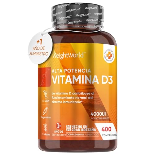 Vitamina D3 4000 UI con 400 Comprimidos de Alta Dosis | Para Huesos, Articulaciones y Sistema Inmune | +1 año de Suministro de...