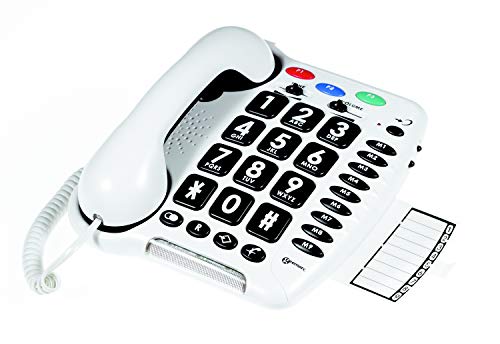 Geemarc CL100 - Teléfono Alámbrico con Botones Grandes, Volumen de Recepción Amplificado, Timbre Potente y Botones de Memoria para...