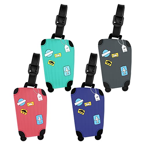 Vicloon 4PCS Etiquetas rectangulares de equipaje facturado de silicona y PVC - Etiquetas de Identificación para Maletas, Mochilas, Bolsos