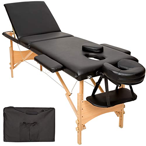 TecTake Camilla de masaje mesa de masaje banco 3 zonas plegable + bolsa -(Nego | No. 401466)