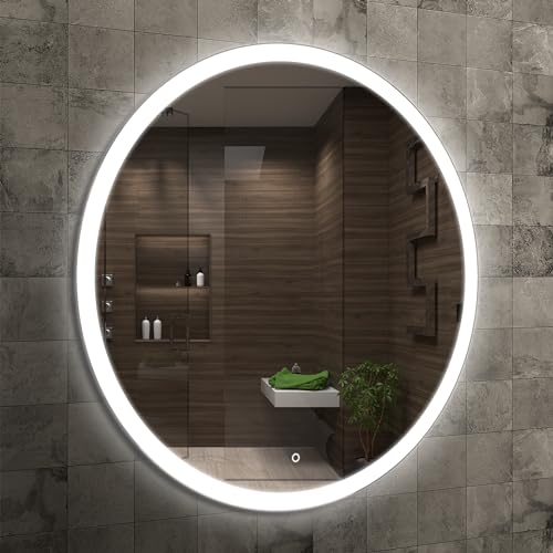 Home Glow Venti 50cm Espejo de baño Redondo con Luces LED, Espejo de baño Redondo LED con Interruptor táctil, Espejo Circular con Luces...