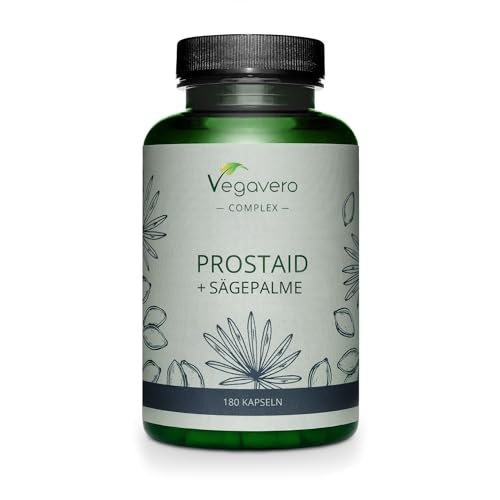 Próstata Vegavero® | Saw Palmetto (45% Ácidos Grasos) | Para 3 meses | Con Ortiga Verde, Epilobio, Calabaza | Salud Vías Urinarias | 180...