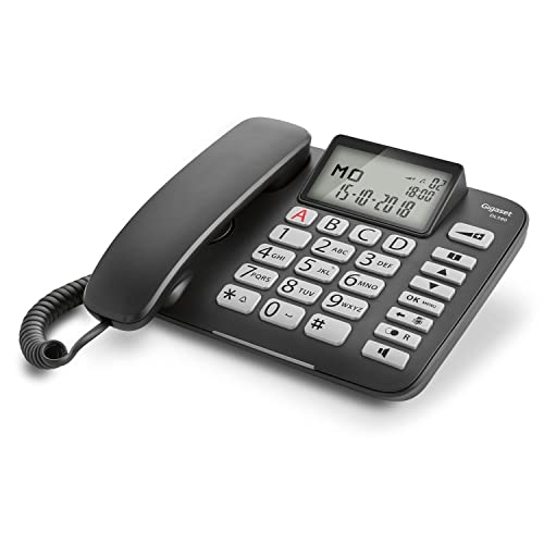 Gigaset DL580 - Teléfono fijo con cable para mayores - Manos Libres - Gran Pantalla de Alta Visibilidad - Compatible con Audífonos - Modo...