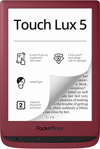 PocketBook- Touch Lux 5 RubyRed Dispositivos de Lectura electrónicos, Multicolor (699316)