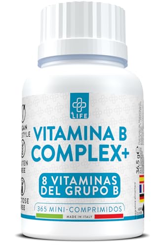 VITAMINA B Complex Dosis Alta PiuLife® • 365 Comprimidos (1 Año) Complejo B con Vitamina B12, B6, Vitamina B1, B2, B3 Niacina, B5,...