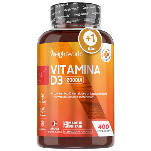 Vitamina D3 2000 UI 400 Comprimidos - Vitamina D Colecalciferol Vegetariano, más de 1 Año de Suministro | Contribuye a la Función Normal...