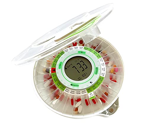 DOSECONTROL Dispensador de pastillas electrónico automático con alarma, Tapa transparente, Pastillero semanal de medicamentos, Modelo...