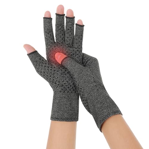 COMNICO 1 par de guantes ortopédicos de compresión para artritis, guantes de pegamento sin dedos, guantes de mano abiertos para hombres y...