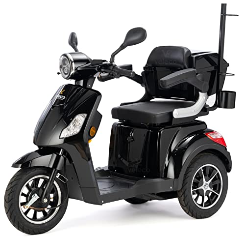 VELECO DRACO - Scooter de movilidad de 3 ruedas - Totalmente ensamblado y listo para usar - Freno electromagnético automático - Soporte...