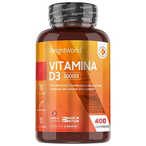 Vitamina D3 2000 UI 400 Comprimidos - Vitamina D Colecalciferol Vegetariano, más de 1 Año de Suministro | Vitamin D3 Contribuye a la...