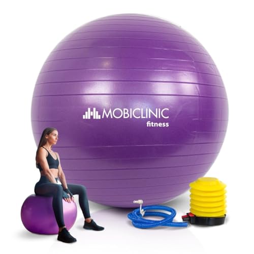 Mobiclinic, Pelota de Pilates, 58 cm, Incluye inflador, Antideslizante, Anti-pinchazos, Lavable, Balón Pilates, para Fitness, Deporte,...