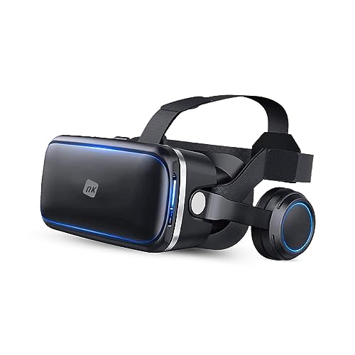 NK Gafas Inteligentes VR con Auriculares - Realidad Virtual 3D con Audio para Smartphone entre 4.7' - 6.53', Ángulo Visión 90-100º, Giro...