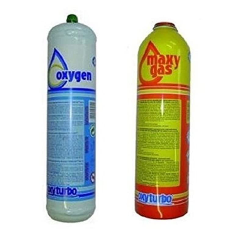 REPORSHOP - 2 Botellas Oxigeno y Maxygas Turbo Set 90 Soldador Autogena Desechable
