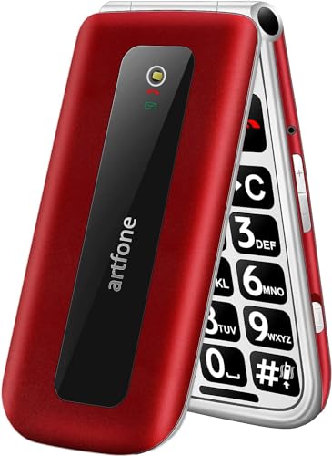 artfone Teléfono móvil para personas mayores con teclas grandes, teléfono móvil plegable sin contrato, botón grande con botón de...
