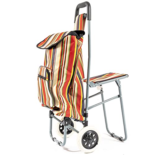 NRS Healthcare M78731 - Carrito de la compra con asiento plegable, ruedas sencillas