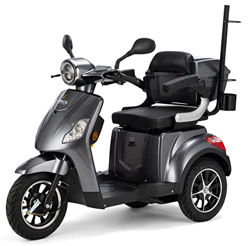 VELECO Scooter para discapacitados de 3 Ruedas Para Personas Mayores Minusvalido DRACO 12km/h (Gris)