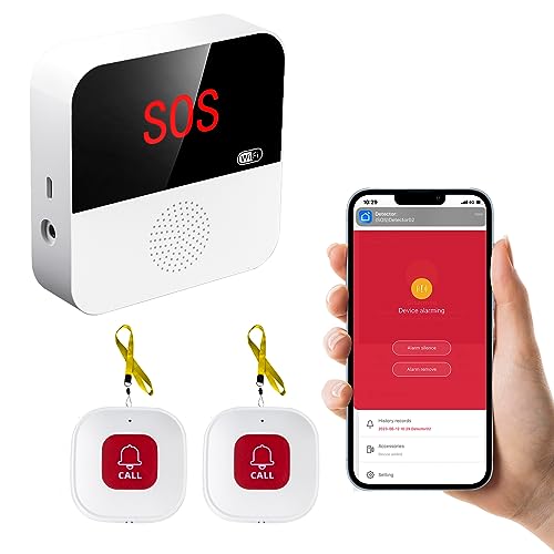 Chatthen Avisador Personas Mayores, WiFi Alarma casa, 1 Receptor y 2 Botones de Pánico SOS, Compatible con Tuya Smart/Smart Life/Alexa...