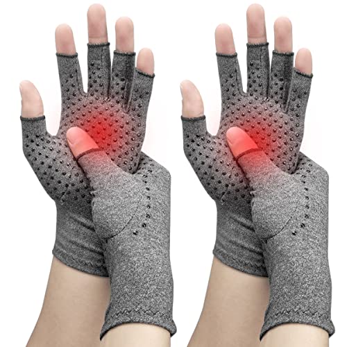 2 pares de guantes de compresión para artritis, guantes de compresión para artritis para mujeres y hombres, guantes antideslizantes con...