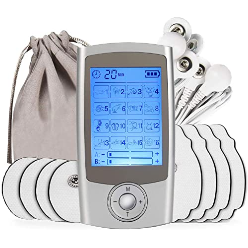 TENS Electroestimulador Digital, para aliviar el Dolor Muscular y el fortalecimiento Muscular, EMS Masaje, Pantalla LCD, 2 Canales, 8...