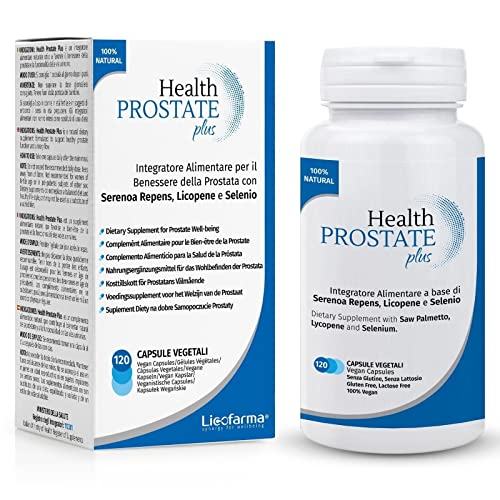 Health Prostate Plus - Suplemento para próstata y tracto urinario con Serenoa repens, licopeno y selenio - Bote de 120 cápsulas vegetales...