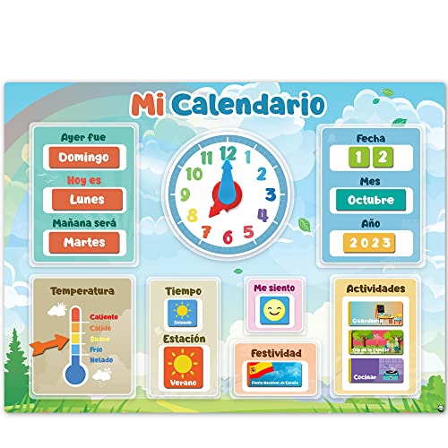 Mi Primer Calendario de SmartPanda - Juguete Educativo Magnético para Niños o Niñas - Incluye Reloj, Estación Meteorológica,...