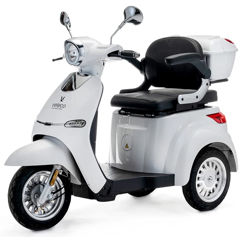 VELECO CRISTAL - Scooter de movilidad de 3 ruedas - Totalmente ensamblado y listo para usar -...