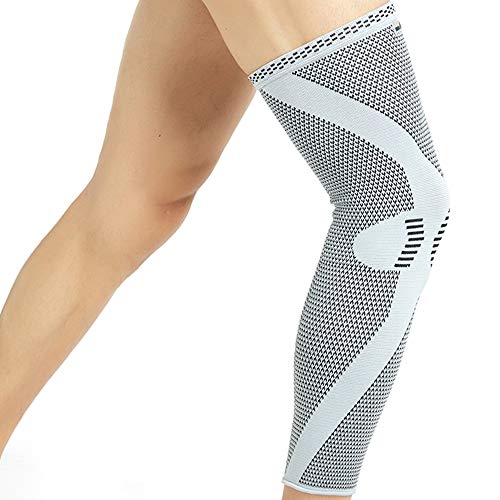 NEOtech Care - Manga de compresión para rodilla y pierna - Tejido de punto de fibra de bambú - Material elástico y transpirable - Gris...