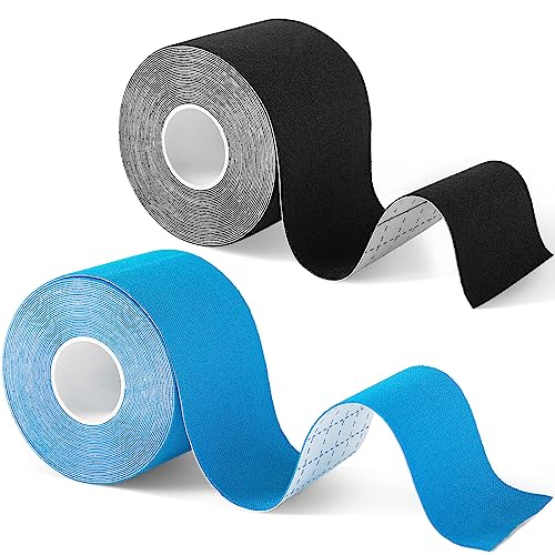 2 Rollos Cinta de Kinesiología Tape 5m x 5cm Banda Venda Cinta Bendaje Adhesiva Deportiva Tape Crossfit Resistente al Agua Transpirable...
