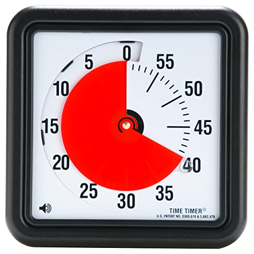 Time Timer Original Medio 20x20 cm; Temporizador visual de 60 minutos - Reloj de cuenta regresiva para el aula o reuniones con niños y...