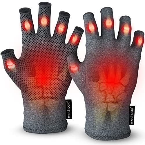 Medipaq Guantes antiartritis (par) – Guantes sin dedos para artritis que proporcionan calor y compresión – Pequeño con agarre