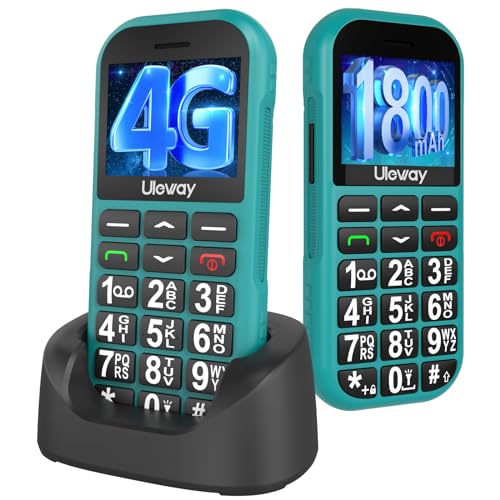 CHAKEYAKE 4G Teléfono Móvil para Personas Mayores con Teclas Grandes |SOS Botón |Base de Carga Batería de 1800 mAh |USB-C |Despertador...
