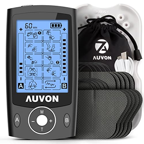 AUVON TENS Electroestimulador Digital, de doble canal para aliviar el dolor, electroestimulador TENS...