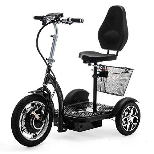 VELECO 3 ruedas plegable Scooter Movilidad Trike ZT16 (NEGRO)