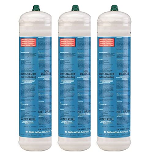 KEMPER - Botella de oxígeno 110 bar Pack x 3 Conexión M10 Soldadura bi-gas Desechable 110 litros