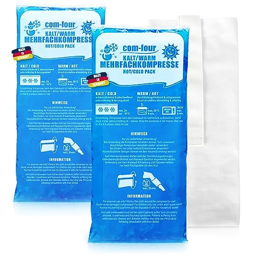 com-four® 2x compresas múltiples grandes con funda polar reutilizable de primera calidad, compresas frías y calientes con gel cool pack,...