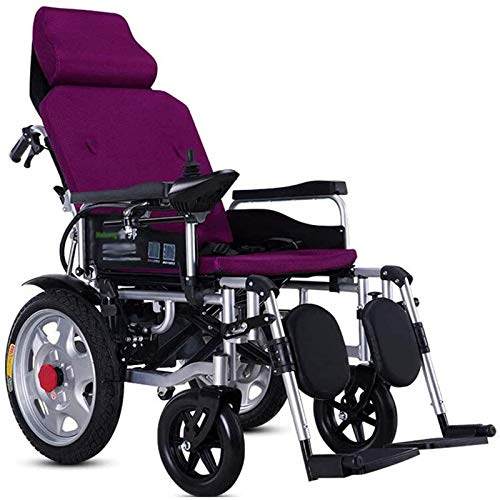WXDP Silla de ruedas autopropulsada, silla de transporte, eléctrica con reposacabezas plegable y...