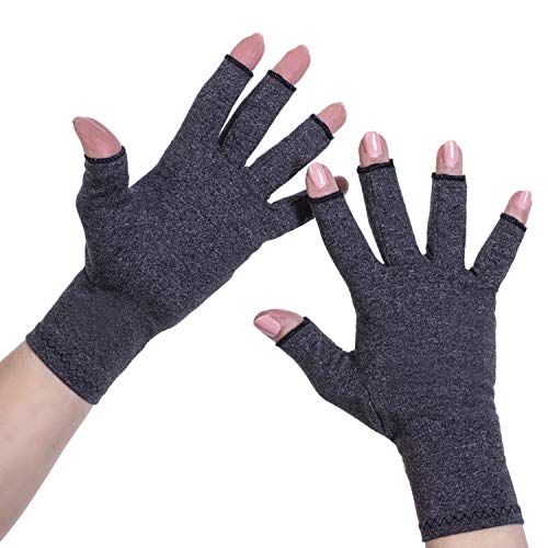 Guantes de compresión de dedos abiertos, guantes de artritis para mujeres, hombres, perfectos para aliviar los síntomas de la artritis,...