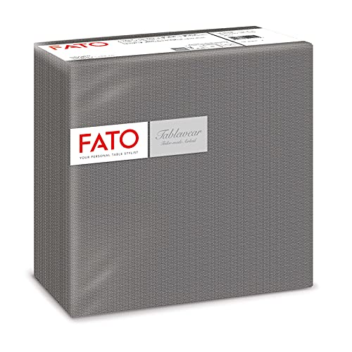 Fato - Servilletas de Papel de Material Airlaid Efecto Tela, Paquete de 50 Servilletas, Tamaño 40x40 Dobladas en 4, Color Negro Titanio