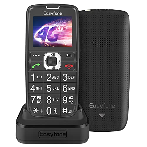 Easyfone Prime-A6 4G Teléfono Móvil para Personas Mayores con Teclas Grandes y botón SOS, Fácil de Usar Móviles para Ancianos con Base...