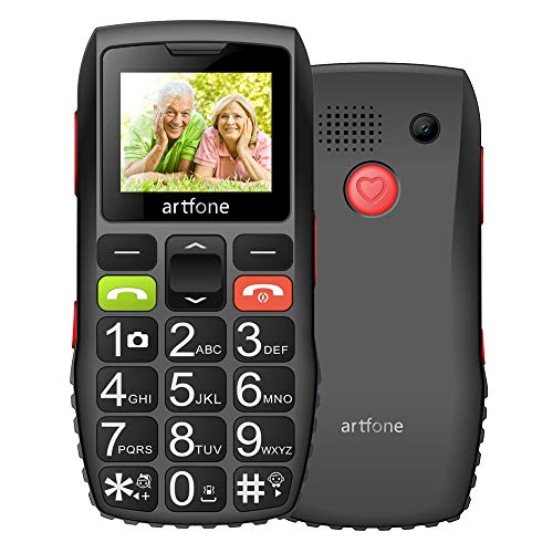 artfone C1 - Teléfono móvil para Personas Mayores, Botones Grandes, Volumen Alto, botón SOS, Negro