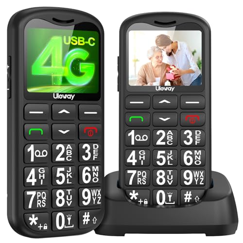 uleway 4G Teléfono Móvil para Personas Mayores, Senior Moviles de Teclas Grandes con Base de Carga, Botón SOS, USB-C, Llamada Rápida,...