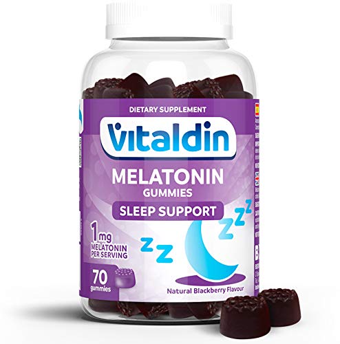 VITALDIN Melatonina gummies - 1 mg por dosis diaria - 70 gominolas (suministro para 2 meses), sabor a Mora - Ayuda a Conciliar el Sueño -...