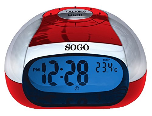 SOGO SS-3905R Reloj Despertador de Mesa con Voz Rojo (Goso)